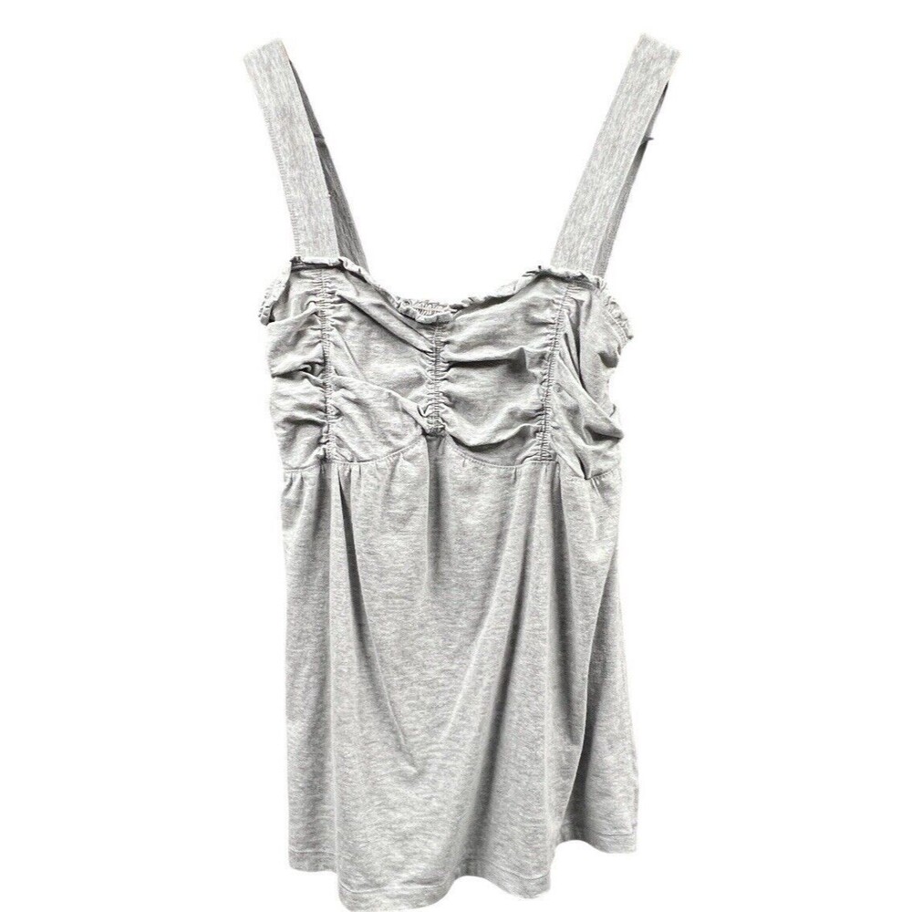 Mix & co.‎ Babydoll Tank Top Womens Gray Large Elastic Back Pleated Sleeveless